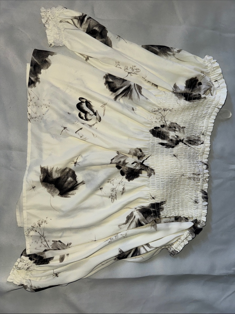 Express White Floral Smocked A-Line Skirt